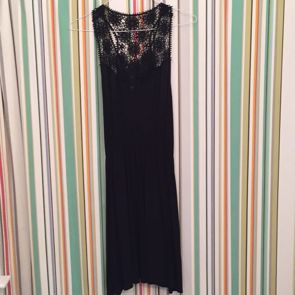 Lucky black lace detail dress